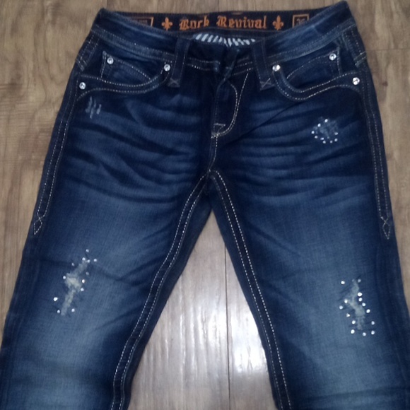 Rock Revival NWOT Women's 26 Skinny Johanna Bejeweled Rhinestones Distressed - Picture 2 of 13